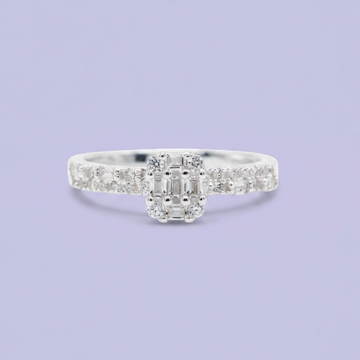 Anillo Solitario de Plata .925 con Incrustado Especial de Zirconias Baguette Mini mod. 2893