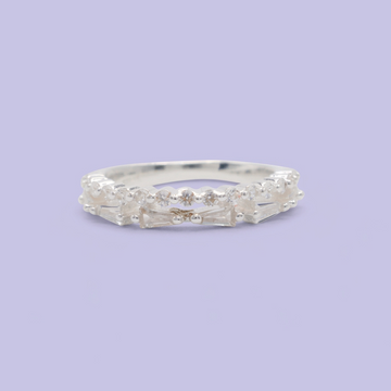 Anillo de Plata .925 con Doble Fila de Zirconias Finas en Cortes Especiales mod. 2895