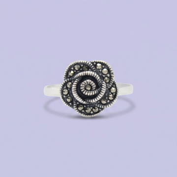 Anillo de Plata .925 Rosa Incrustada de Marquesitas mod. 3154