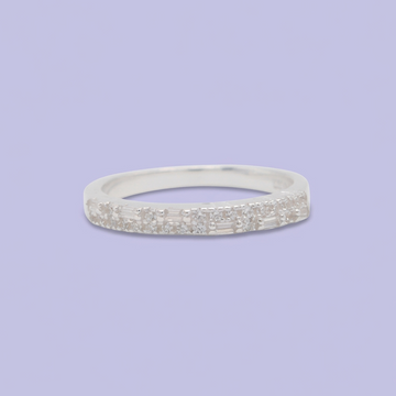 Anillo de Plata .925 Diseño Media Churumbela Incrustada con Zirconias Brillantes Mini Baguette mod. 2897