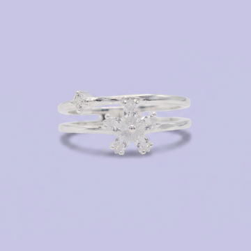 Anillo de Plata .925 Diseño Flor y Chispa de Zirconias Finas mod. 2898