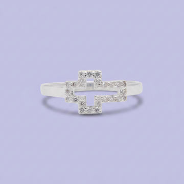 Anillo de Plata .925 Diseño de Cruz Calada Horizontal Incrustada de Zirconias Finas mod. 2899