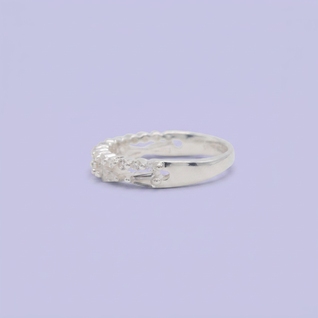 Anillo de Plata .925 con Doble Fila de Zirconias Finas en Cortes Especiales mod. 2895