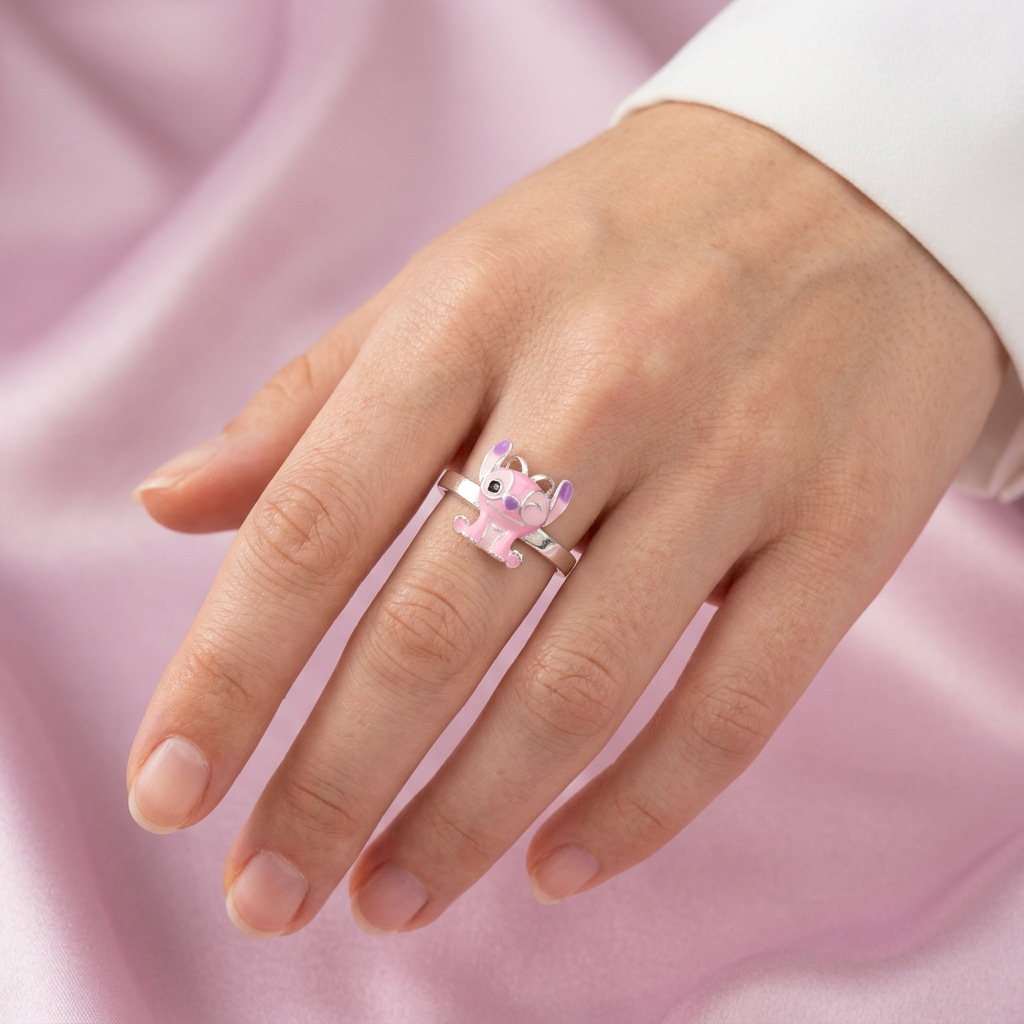 Anillo de Plata .925 Diseño de Alien Rosa mod. 2796
