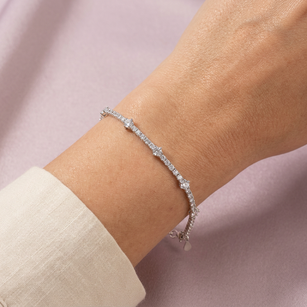 Pulsera de Plata .925 Elegante de Zirconias Finas mod. 2700