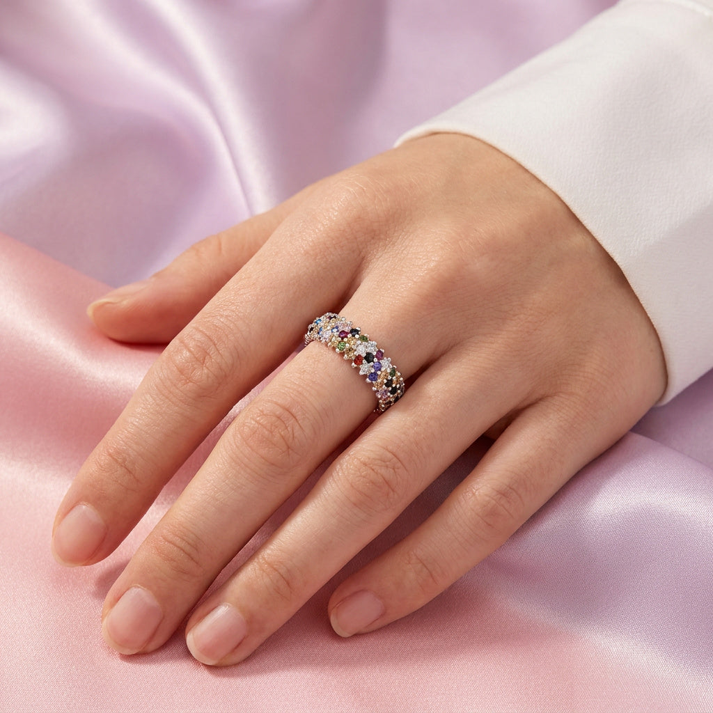 Anillo de Plata .925 Pavé Multicolor mod. 2364