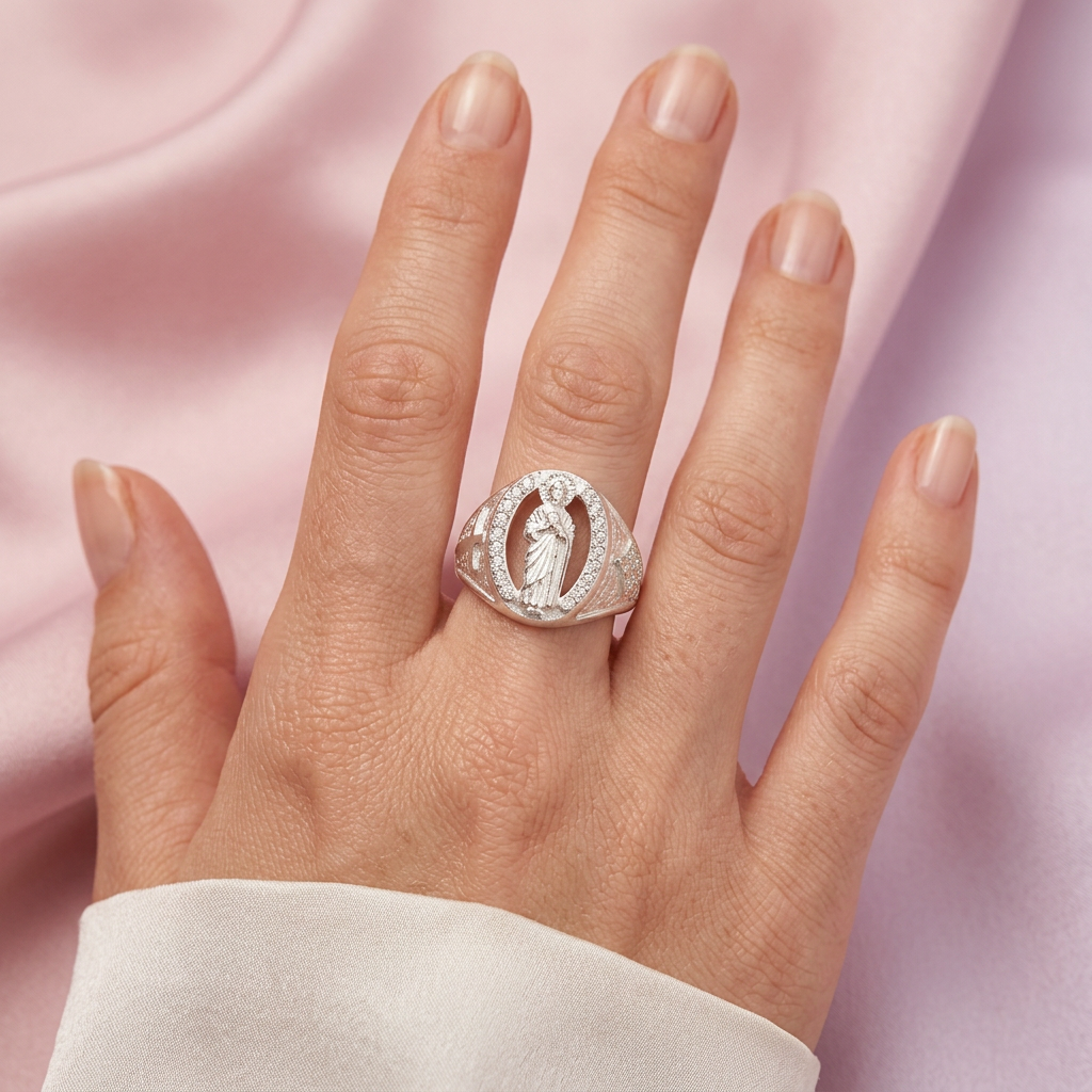 Anillo de Plata .925 San Judas con Zirconias mod. 2468