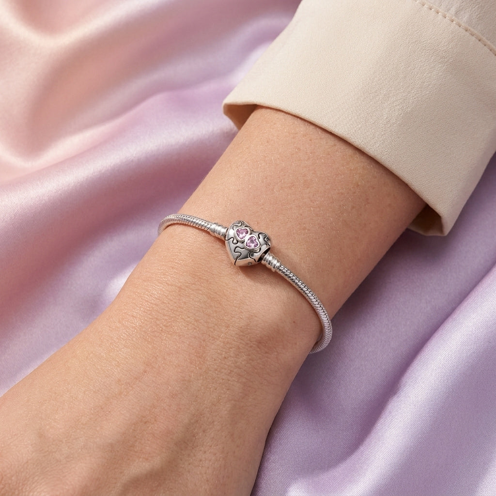 Dije de Plata .925 Estilo Charm Corazón Rompecabezas mod. 0941