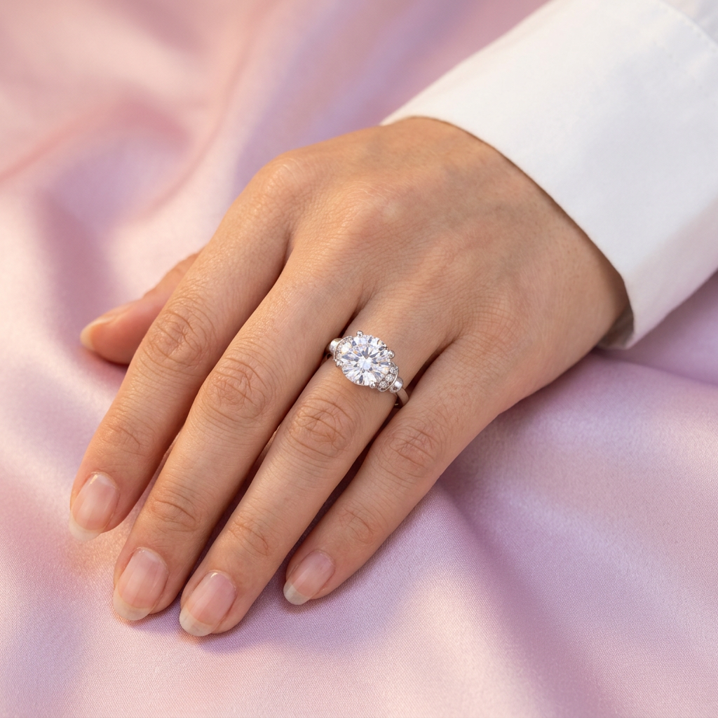 Anillo de Compromiso plata .925 con Zirconia Central Circular mod. 2710