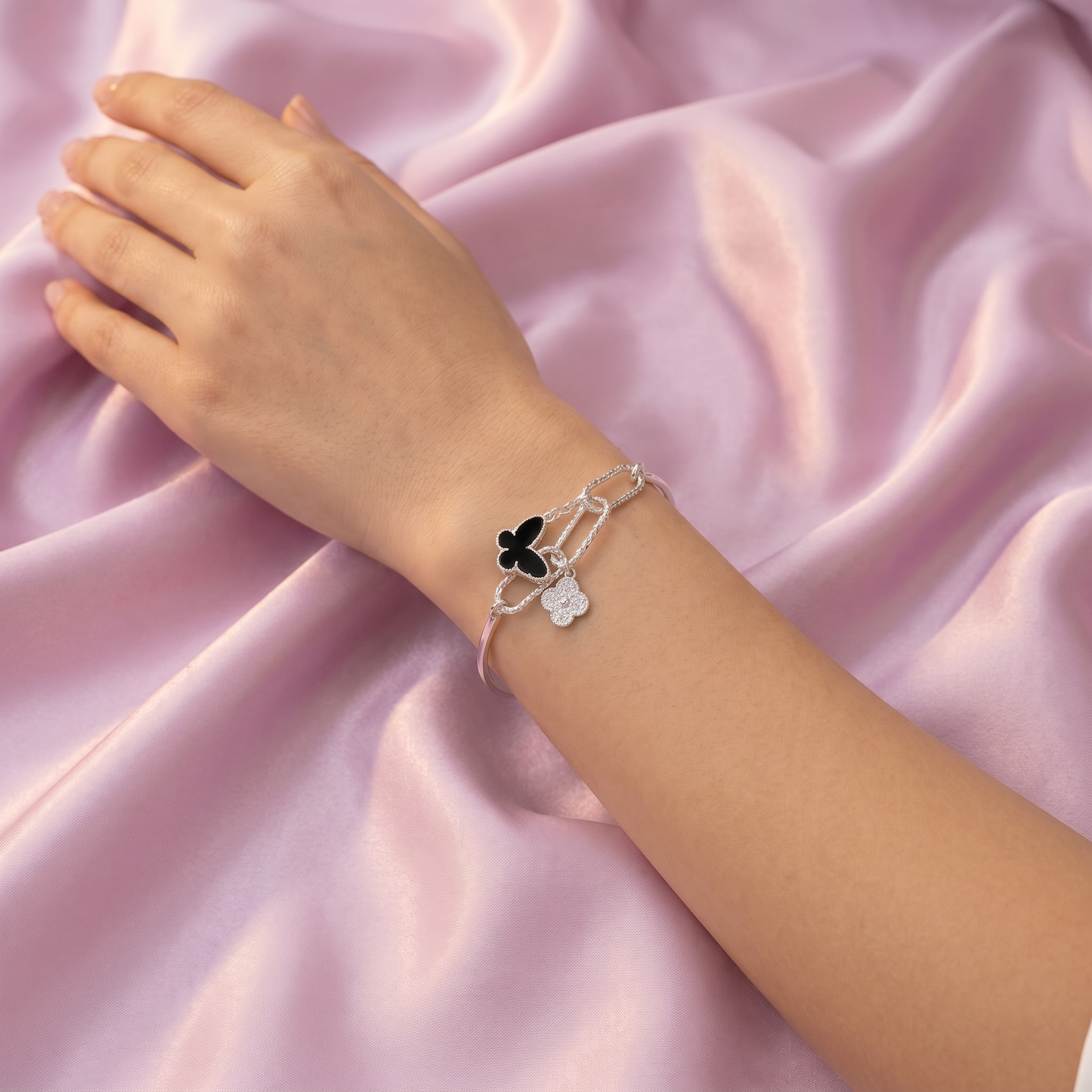 Pulsera de Plata .925 de Mariposa con Incrustación de zirconias mod. 2699