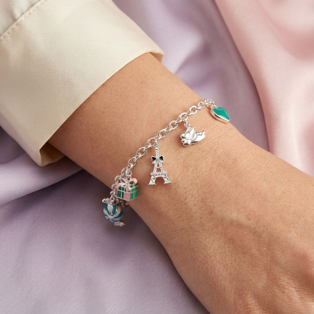 Pulsera de Plata .925 con Colgantes Color Turquesa mod. 2672