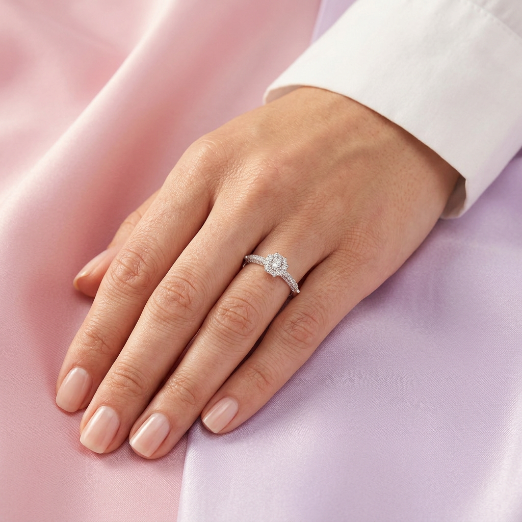 Anillo Solitario de Plata .925 Incrustado con Zirconias de Corte Brillante y Elegante mod. 2894