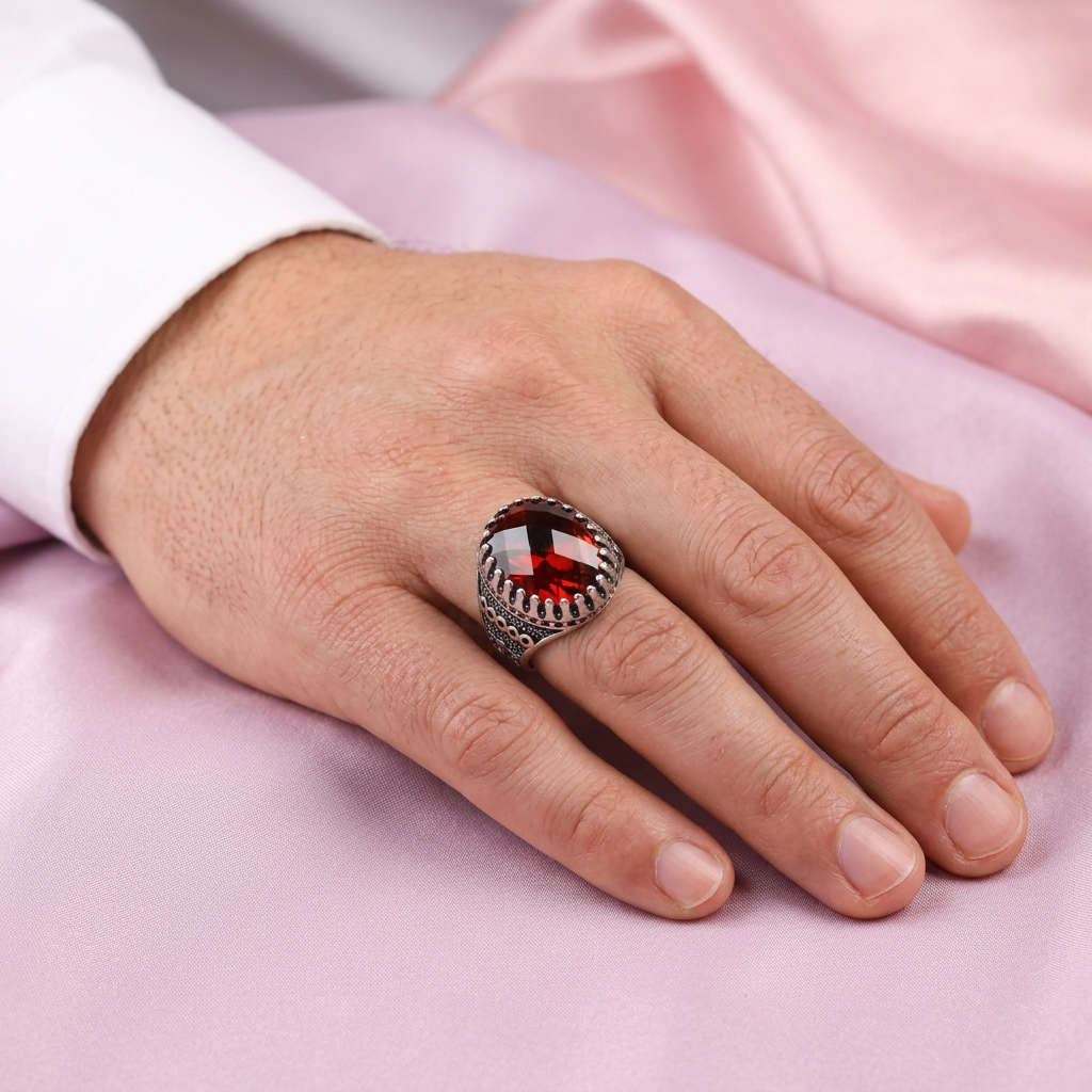 Anillo de Plata .925 Zirconia Oval con Bordes Decorativos mod. 2472