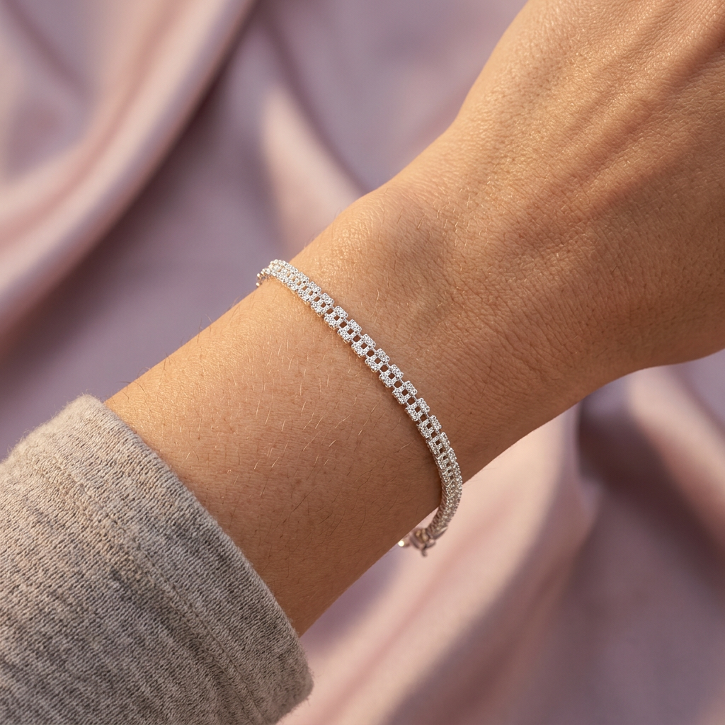 Pulsera de Plata .925 con Tejido Tipo Tennis mod. 2286