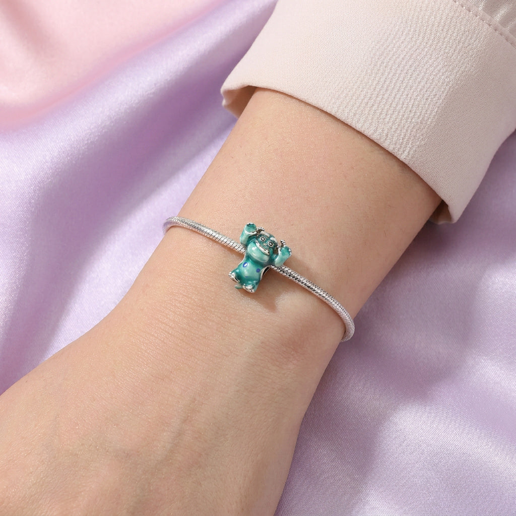 Dije de Plata .925 Estilo Charm Monstruo Azul con Cuernos mod. 2333