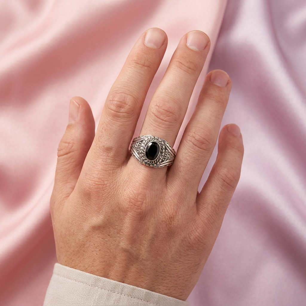 Anillo de Plata .925 Estilo Sello con Ónix mod. 2272