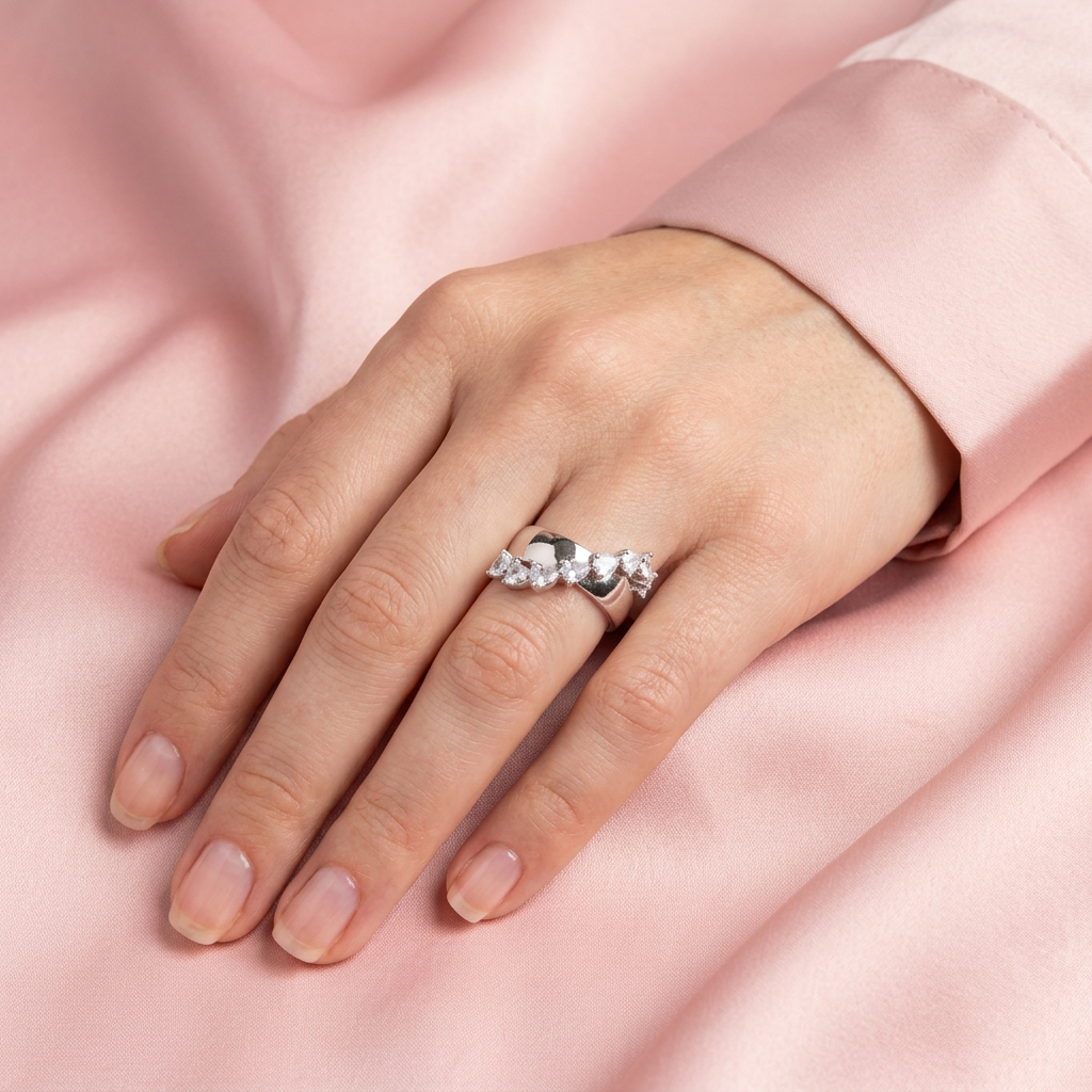 Anillo de Plata .925 Corazones Cruzados mod. 2163