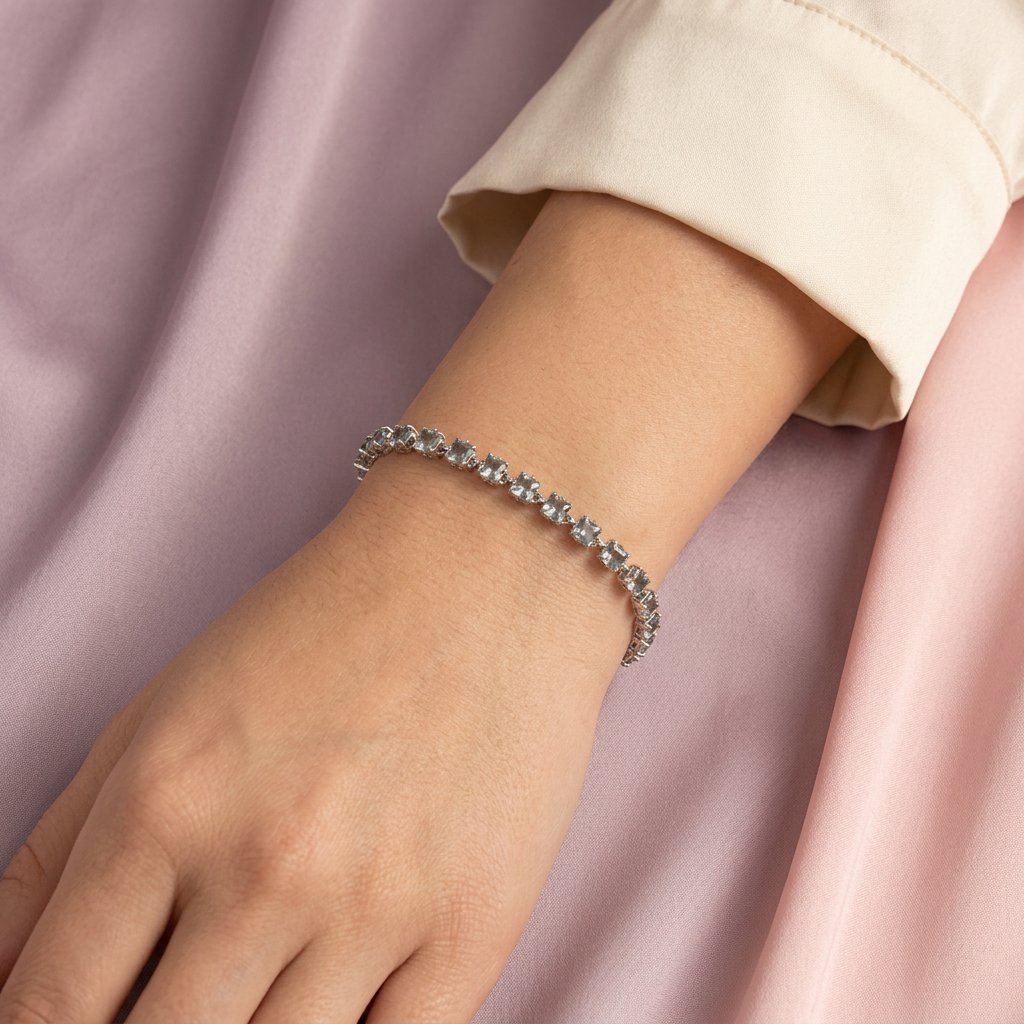 Pulsera de Plata .925 Brillantes Piedras Sultanita mod. 2216