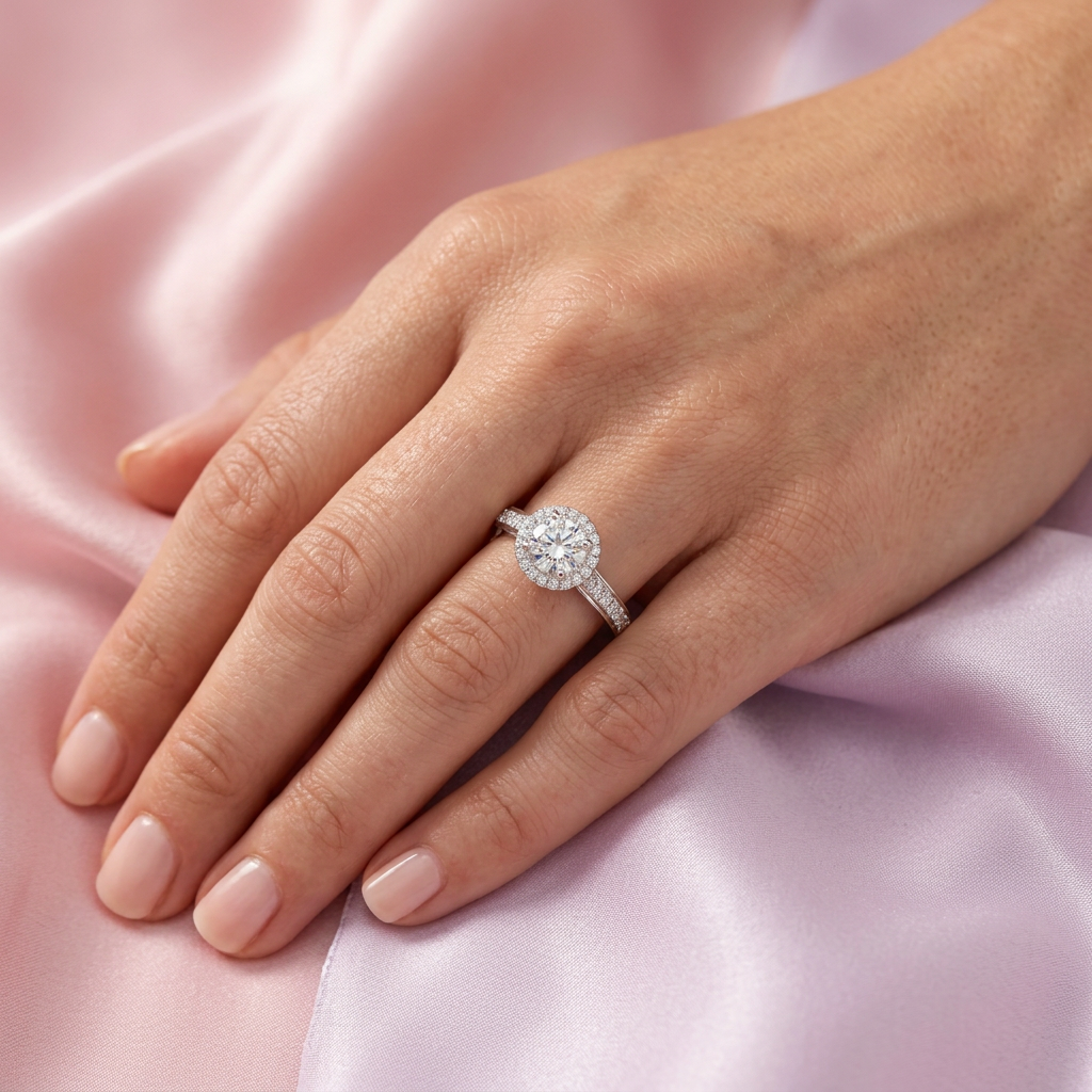 Anillo Solitario de Plata .925 Banda Pavé mod. 2417