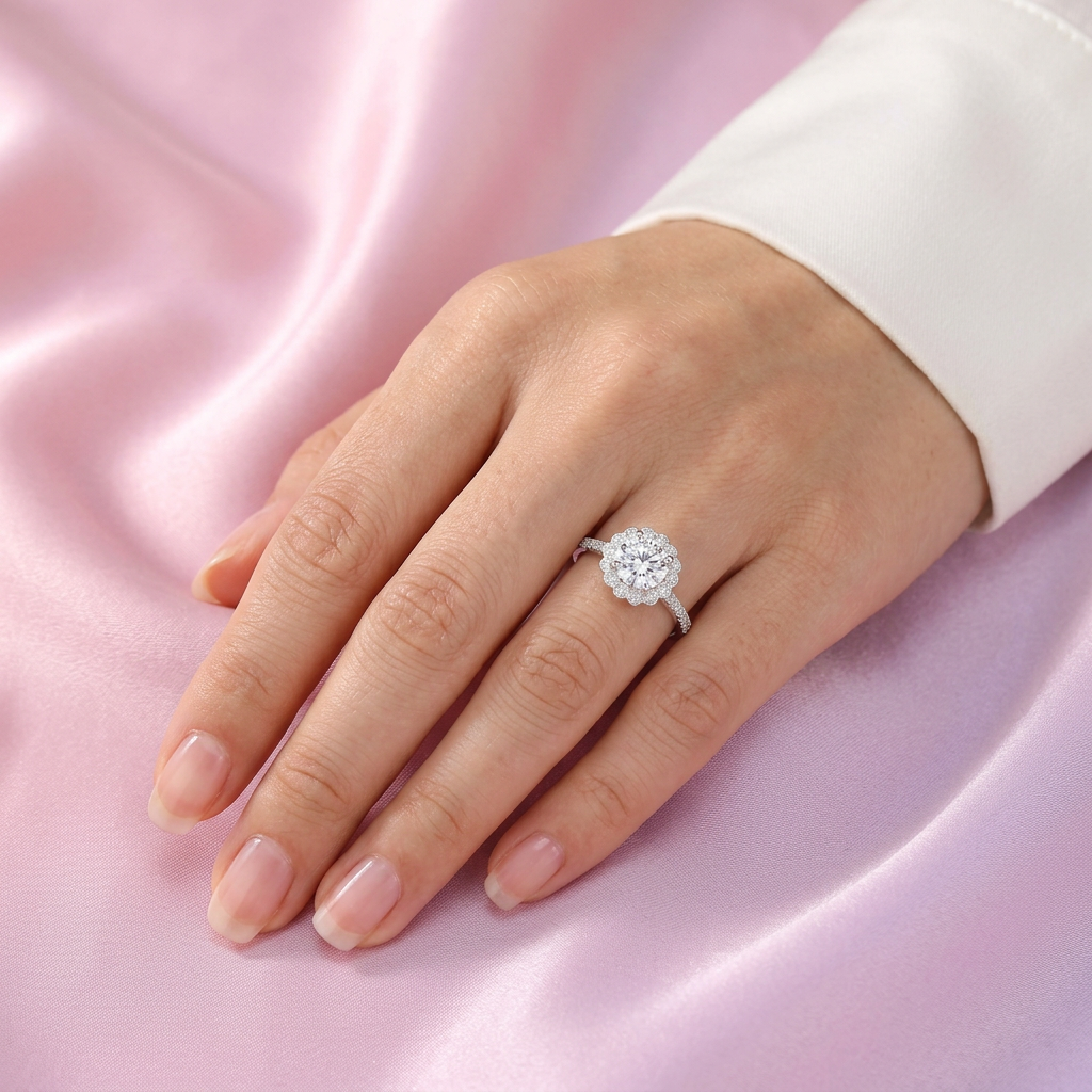 Anillo Solitario de Plata .925 Margarita de Zirconias mod. 2422