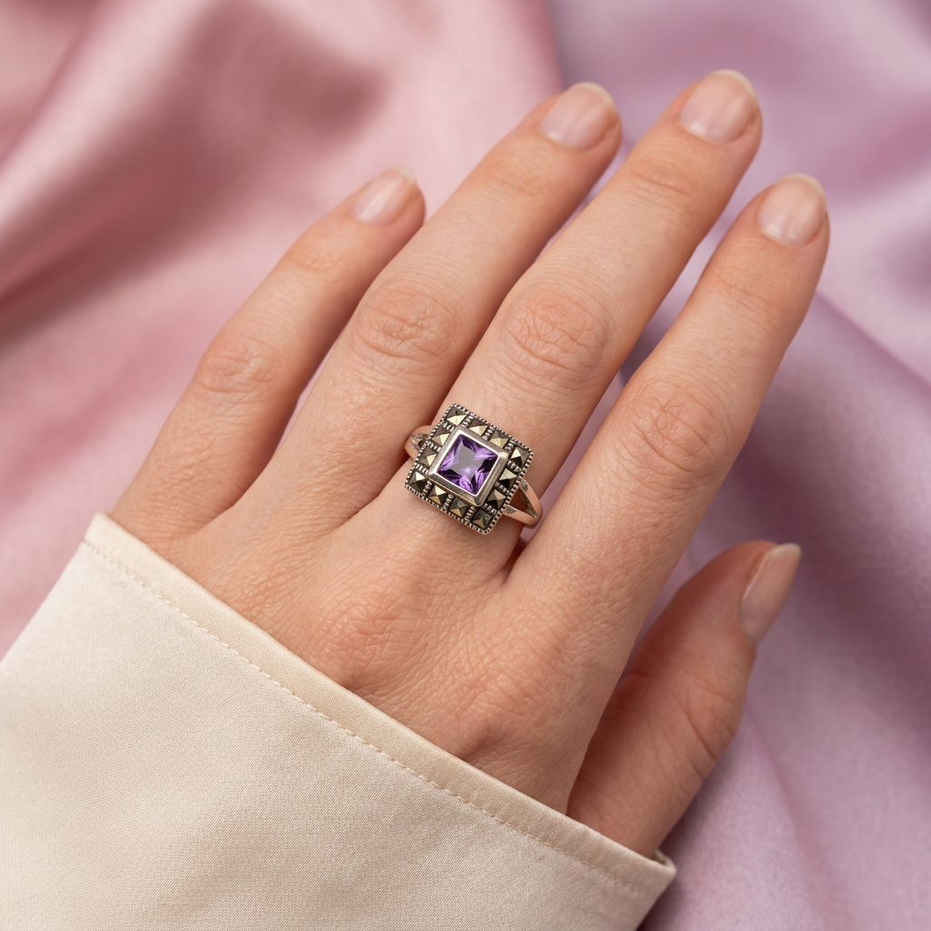 Anillo de Plata .925 Decorado de Zirconia y Marquesitas mod. 2255