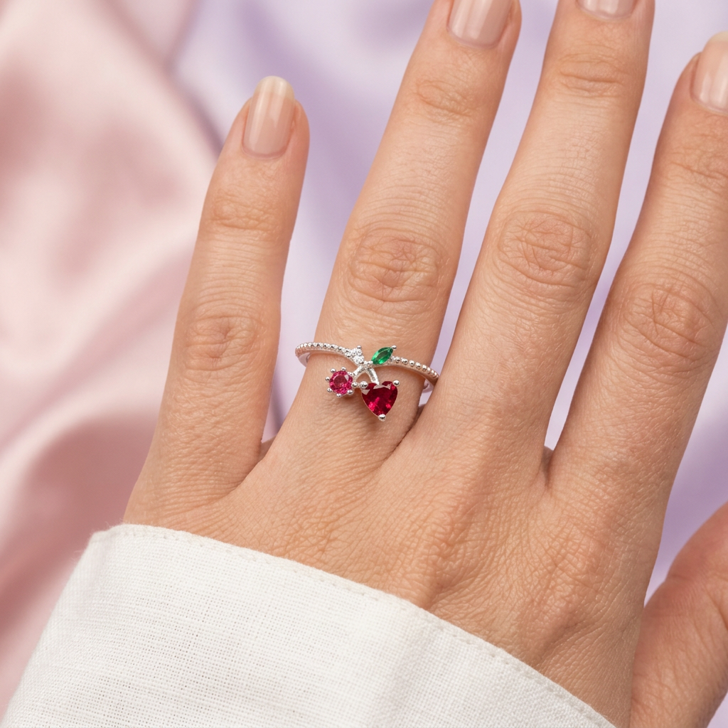 Anillo de Plata .925 Diseño de Cerezas mod. 2804