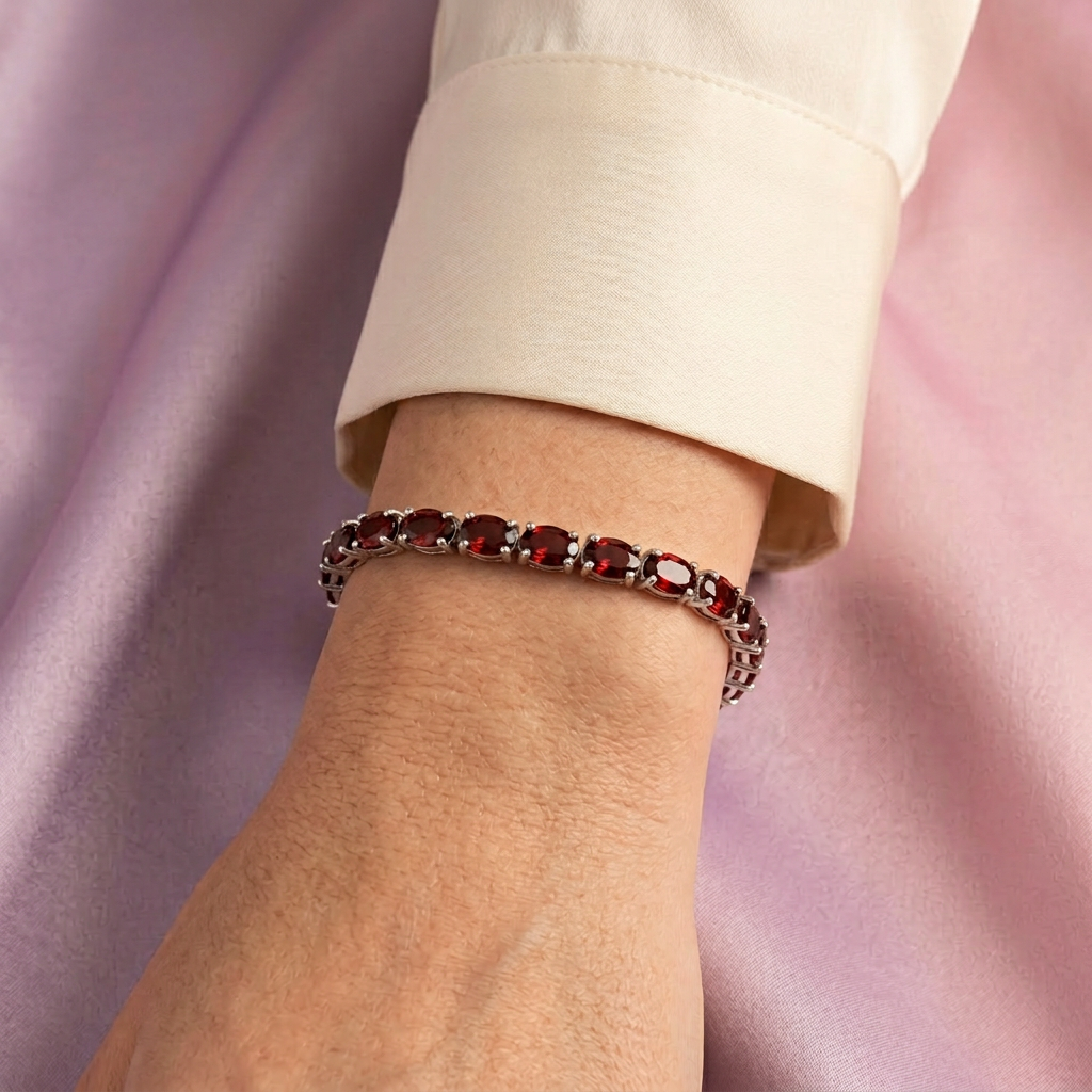Pulsera de Plata .925 Decorada de Granate mod. 2214
