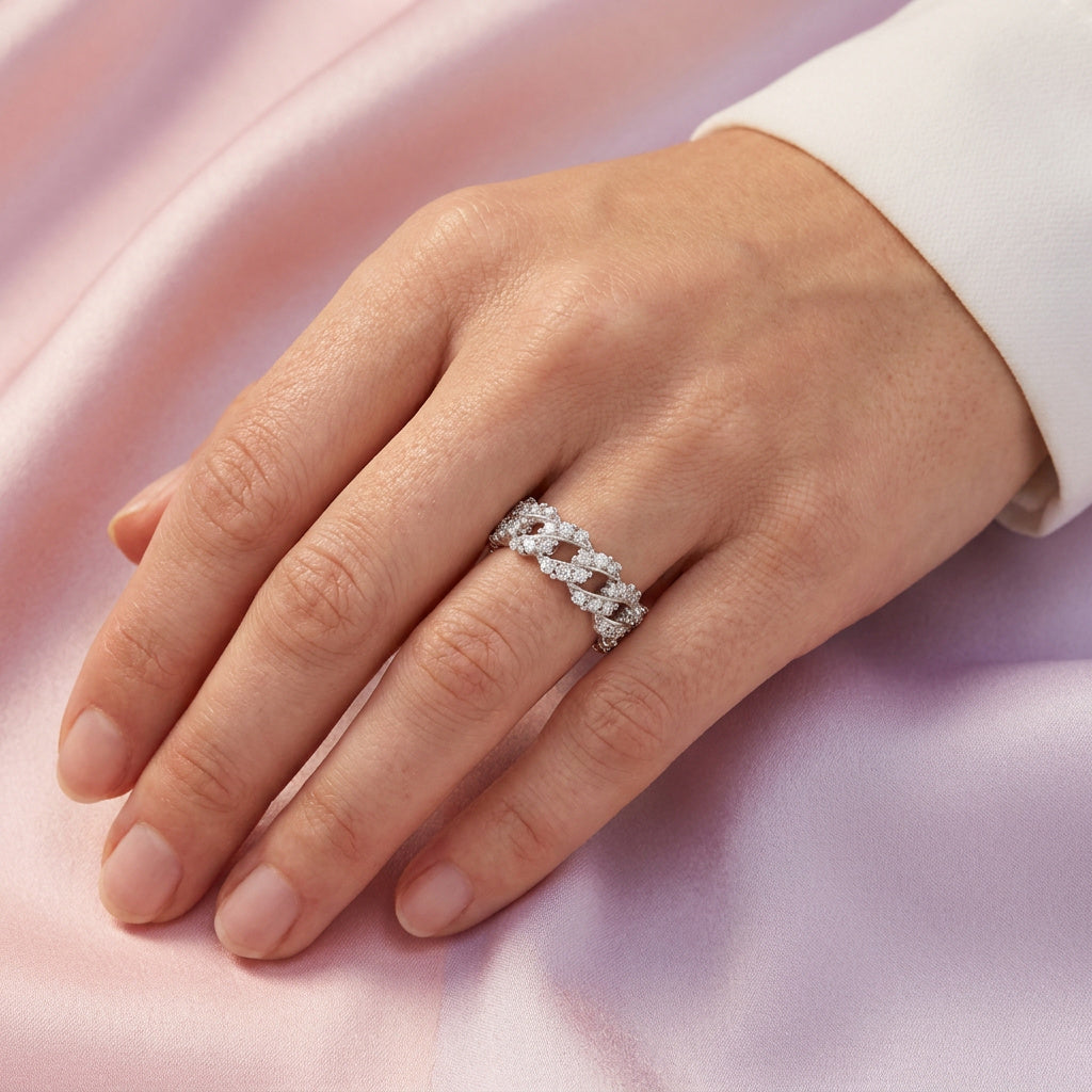 Anillo de Plata .925 Trenza Pavé mod. 2362