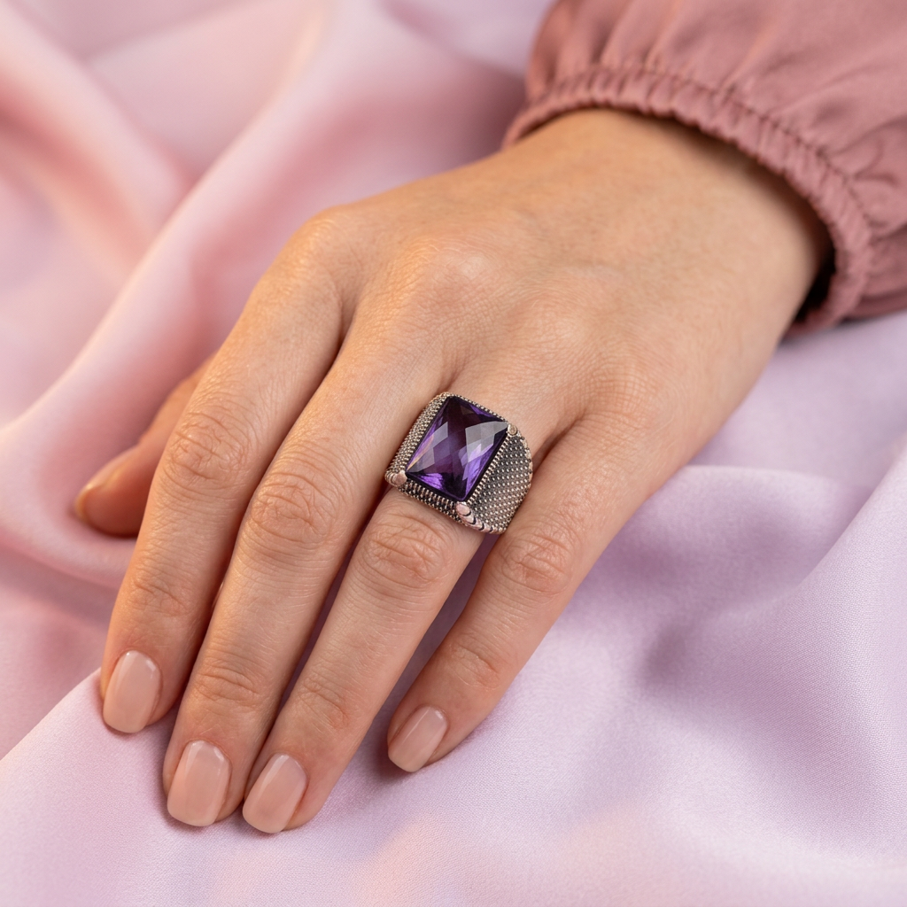 Anillo de Plata .925 Zirconia Morada mod. 2260