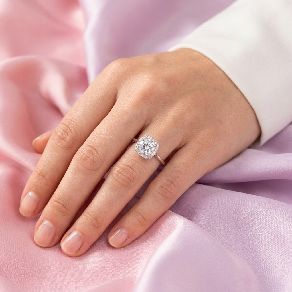 Anillo de Compromiso plata .925 con Zirconia Central Cuadrada mod. 2708