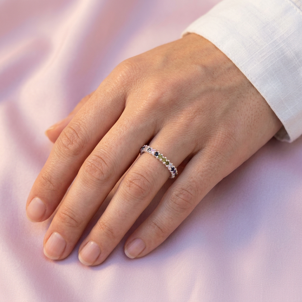 Anillo de Plata .925 Churumbela con Zirconia Multicolor mod. 3136