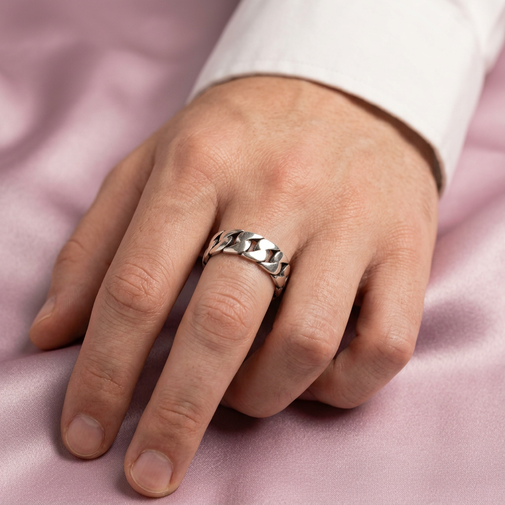 Anillo de Plata .925 Diseño Estilo Barbado Brillante mod. 2851