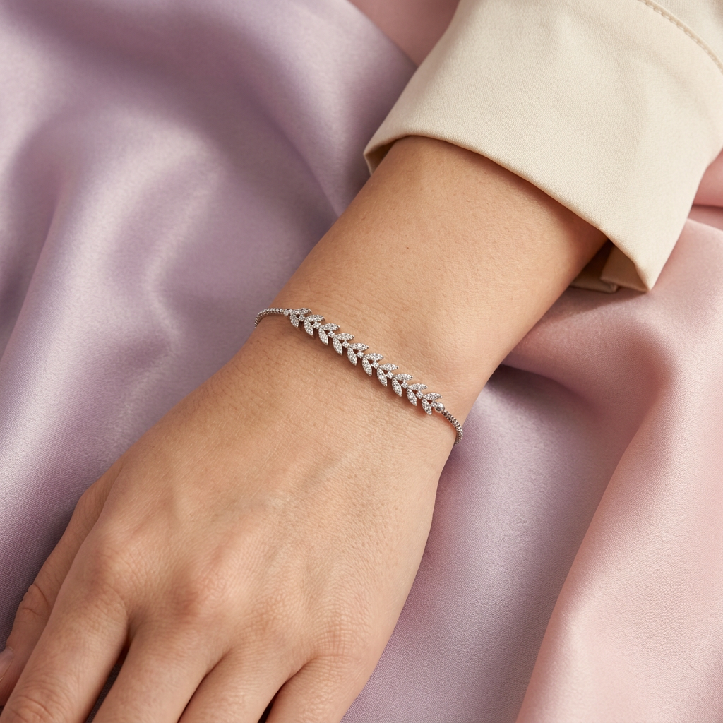 Pulsera de Plata .925 Petalos de Zirconias mod. 2213