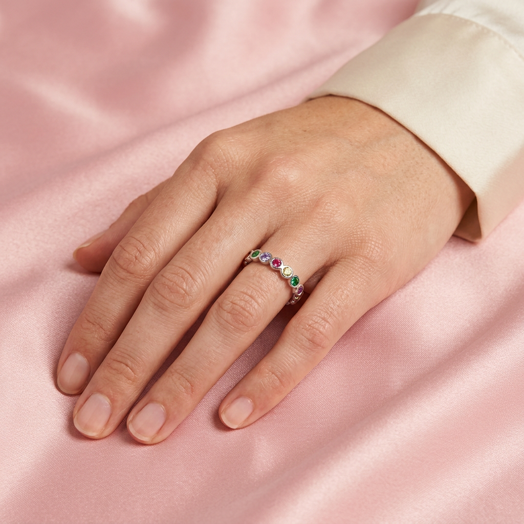Anillo de Plata .925 Arcoiris de Zirconias mod. 2164