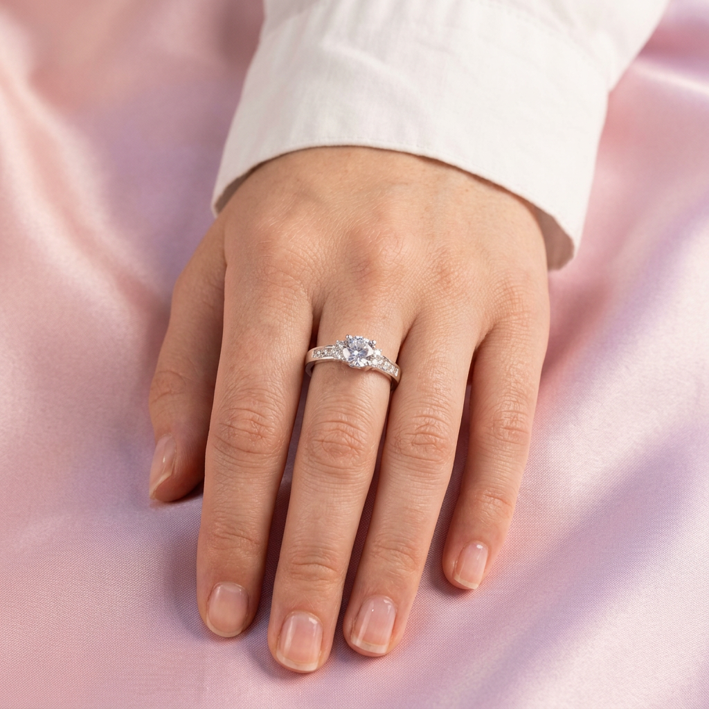 Anillo de Compromiso plata .925 con Zirconia Central y Laterales Brillantes mod. 2712