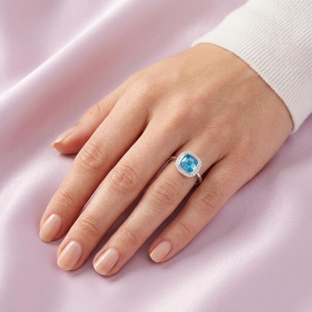 Anillo de Plata .925 Clasico Cuadrado de Mosaicos mod. 2808