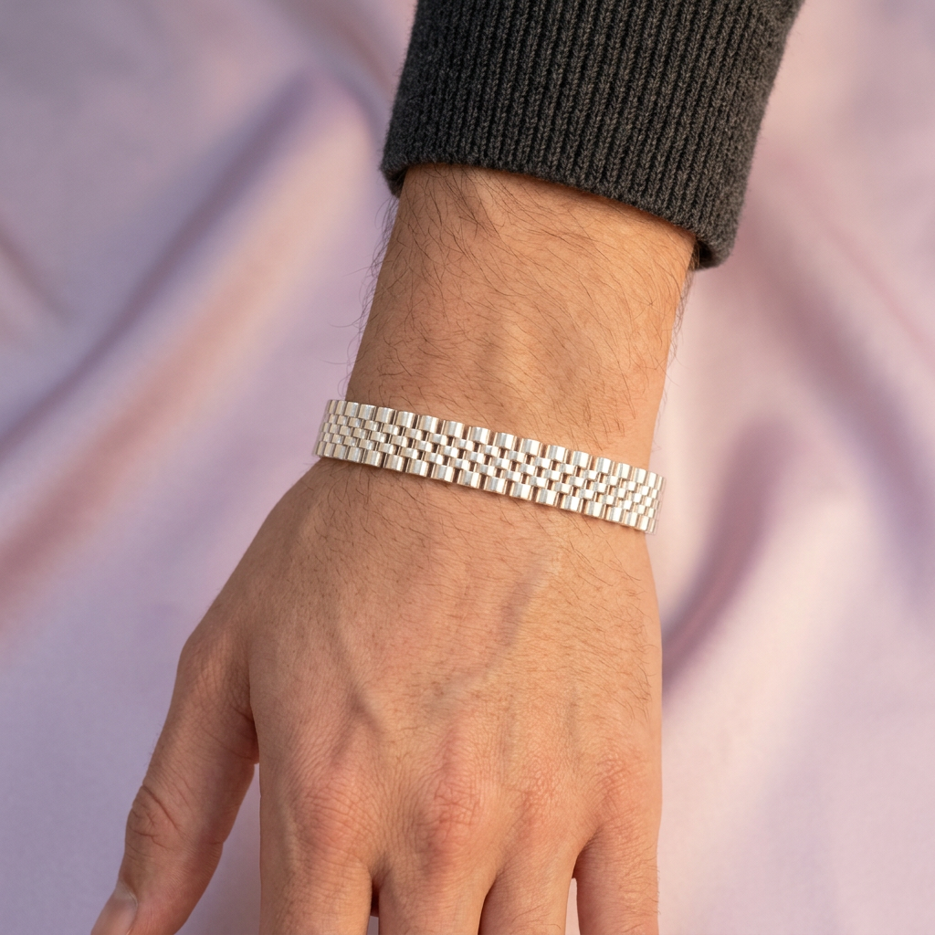 Pulsera de Plata .925 de Tejido Ensamblado Hueco y Brillante mod. 2652