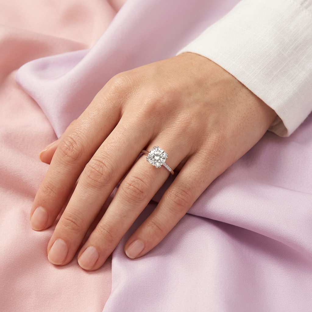 Anillo de Compromiso plata .925 con Zirconia Central y a un Costado mod. 2713