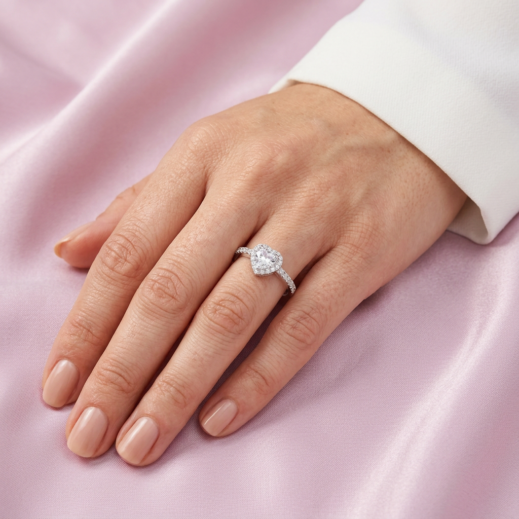 Anillo Solitario de Plata .925 Corazón con Corte Princesa mod. 2421