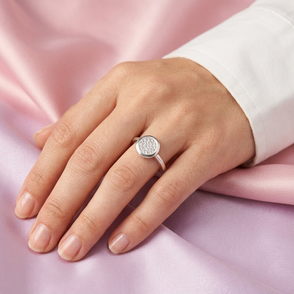 Anillo de Plata .925 con Diseño Circular y Centro de Zirconia Elegante mod. 3100