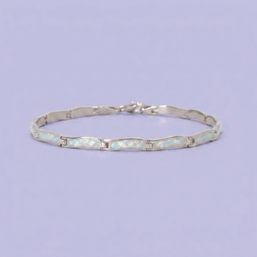 Pulsera de Plata .925 Tejido Curvo de Ópalo Blanco mod. 2865