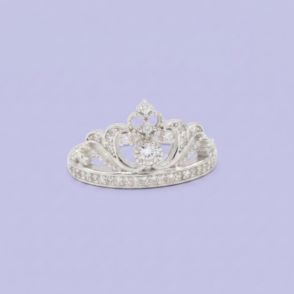 Anillo de Plata .925 Corona Elegante con Centro de Zirconia mod. 2918