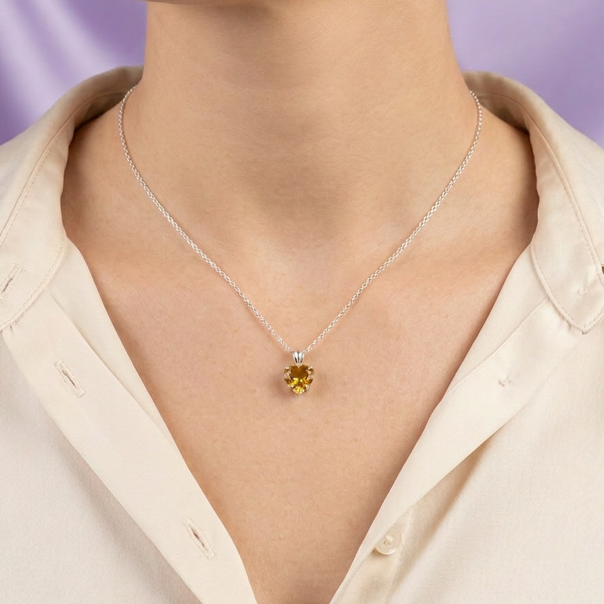 Dije de Plata .925 Corazón con Zirconia Miel Brillante mod. 2505