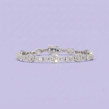 Pulsera de Plata .925 Tejido Elegante de Eslabones Incrustados con Zirconias mod. 3078