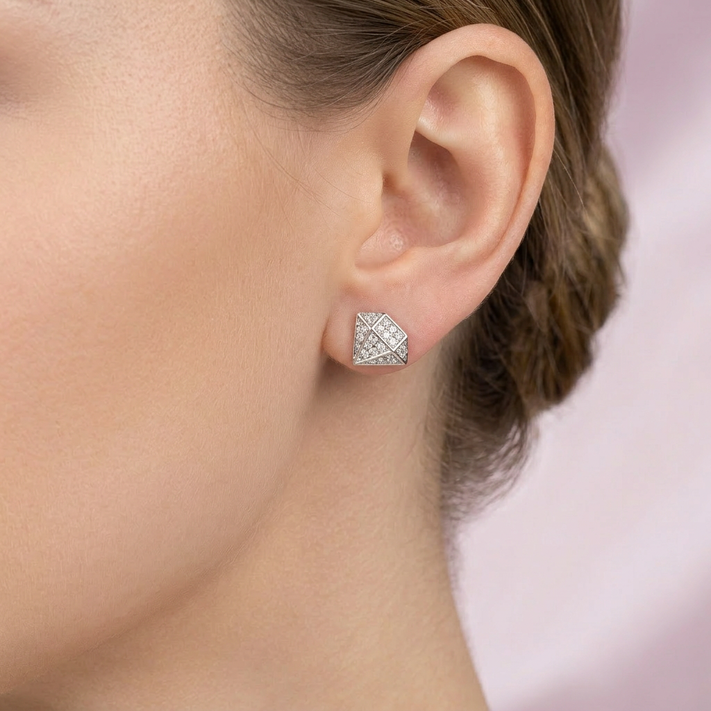 Arete de Plata .925 Diamante con  Incrustación mod. 2407