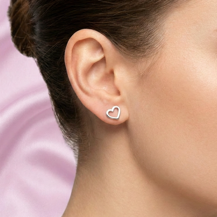 Arete de Plata .925 Silueta de Corazon Elegante mod. 2403