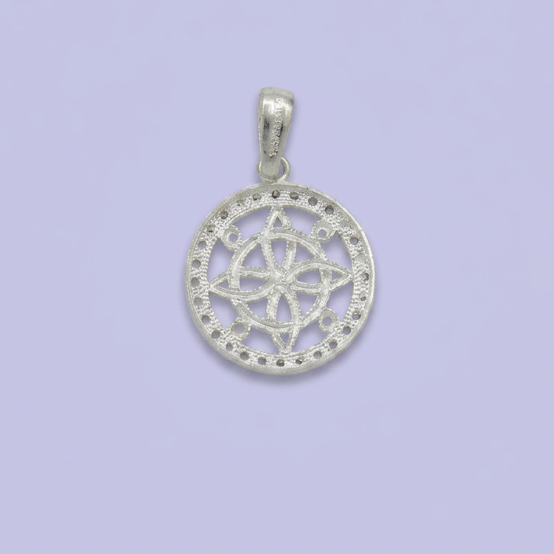 Dije de Plata .925 Nudo de Bruja en Circulo de Zirconias mod. 2520