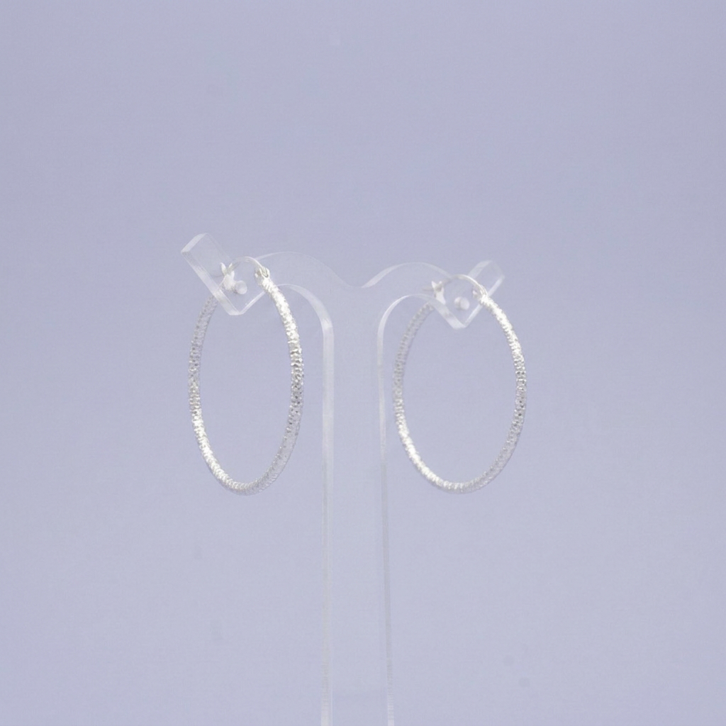 Arracada de Plata .925 Hueca con Diamantado Bordeado Especial en Estilo Hueco mod. 2931