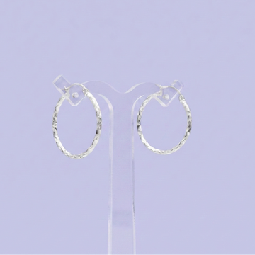 Arracada de Plata .925 Diseño Hueco Estilo Zigzag Brillante Tamaño Mediano mod. 2935