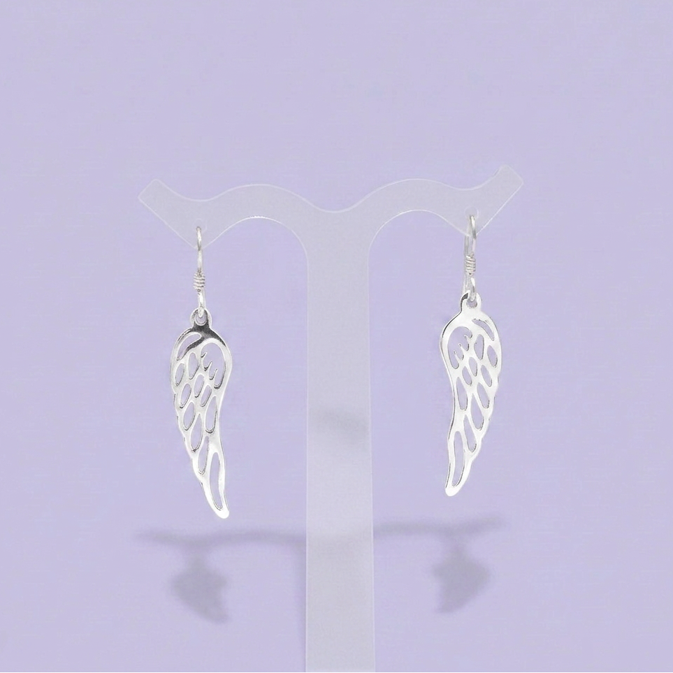 Arete de Plata .925 Largo con Diseño Alas de Angel mod. 2988